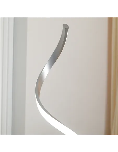 HOMCOM Dimmable Floor Lamp for Living Room, Modern Spiral Standing Lamp with 3 Adjustable Brightness and Square Base, Silver