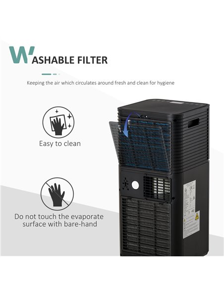 HOMCOM 5000 BTU 4-In-1 Portable Air Conditioner Unit Cooling Dehumidifying Ventilating  for Room up to 18m², with Fan, Remote, 2