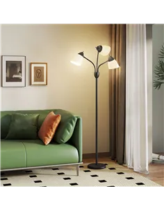 HOMCOM Arc Tree Floor Lamp with 3 Adjustable Rotating Lights, Industrial Standing Lamp with Steel Frame for Bedroom Living Room, 2