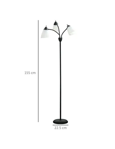HOMCOM Arc Tree Floor Lamp with 3 Adjustable Rotating Lights, Industrial Standing Lamp with Steel Frame for Bedroom Living Room,
