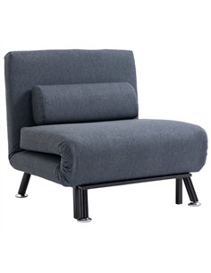 HOMCOM Linen Chair Bed, 3-in-1 Convertible Sleeper Chair with Adjustable Backrest, Pillow, for Living Room, Bedroom, Dark Grey