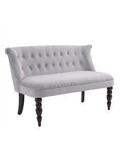 HOMCOM Loveseat with Wood Frame, Compact 2 Seater Sofa, Button Tufted Chaise Lounger with Carved Legs, Vintage Design for Bedroo
