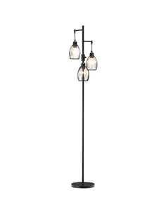 HOMCOM 3-Light Floor Lamp, 170cm Industrial Dimmable Standing Lamp with Steel Wire Cage Lampshades for Living Room, Bedroom, Din