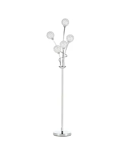 HOMCOM Crystal Floor Lamps for Living Room Bedroom with 5 Light, Modern Upright Standing Lamp, 34x25x156cm, Silver