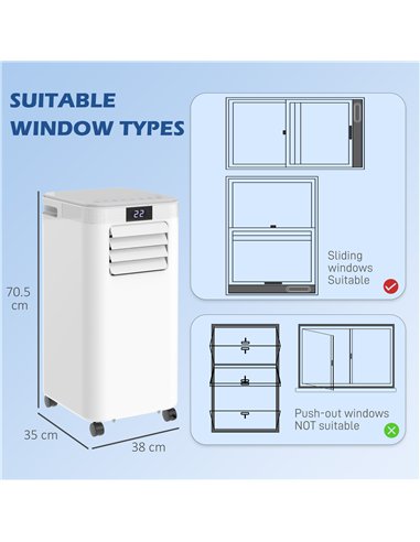 HOMCOM 8000 BTU Air Conditioning Unit, 3-in-1 Portable Air Conditioner, Dehumidifier, Cooling Fan with Remote Control, Digital D