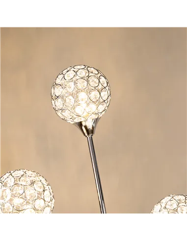 HOMCOM Crystal Floor Lamps for Living Room Bedroom with 5 Light, Modern Upright Standing Lamp, 34x25x156cm, Silver