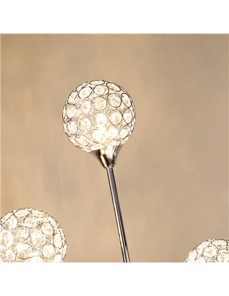 HOMCOM Crystal Floor Lamps for Living Room Bedroom with 5 Light, Modern Upright Standing Lamp, 34x25x156cm, Silver