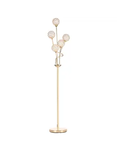 HOMCOM Crystal Floor Lamps for Living Room Bedroom with 5 Light, Modern Upright Standing Lamp, 34x25x156cm, Gold Tone