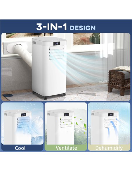 HOMCOM 8000 BTU Air Conditioning Unit, 3-in-1 Portable Air Conditioner, Dehumidifier, Cooling Fan with Remote Control, Digital D