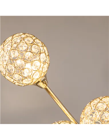 HOMCOM Crystal Floor Lamps for Living Room Bedroom with 5 Light, Modern Upright Standing Lamp, 34x25x156cm, Gold Tone