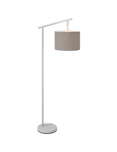 HOMCOM Metal Frame Floor Lamp with 350 Degree Rotating Lampshade, for Living Room and Bedroom, LED Bulb Included, Grey