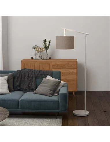 HOMCOM Metal Frame Floor Lamp with 350 Degree Rotating Lampshade, for Living Room and Bedroom, LED Bulb Included, Grey