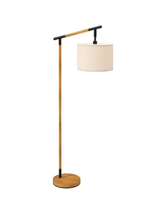HOMCOM Metal Frame Floor Lamp with 350 Degree Rotating Lampshade, for Living Room and Bedroom, LED Bulb Included, Brown