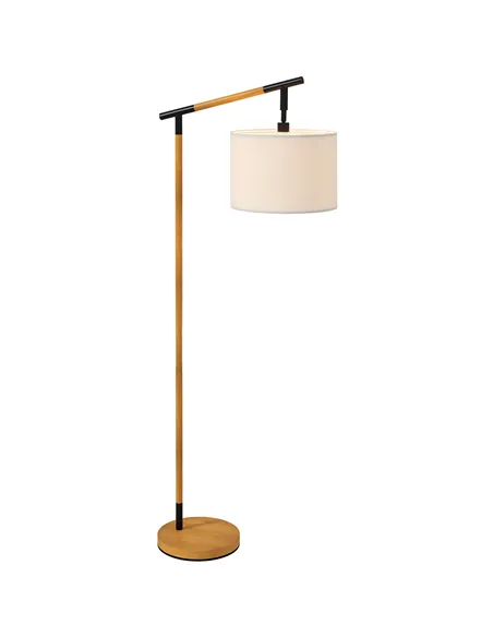 HOMCOM Metal Frame Floor Lamp with 350 Degree Rotating Lampshade, for Living Room and Bedroom, LED Bulb Included, Brown
