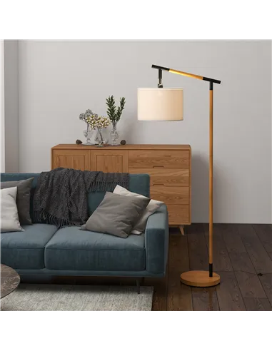 HOMCOM Metal Frame Floor Lamp with 350 Degree Rotating Lampshade, for Living Room and Bedroom, LED Bulb Included, Brown
