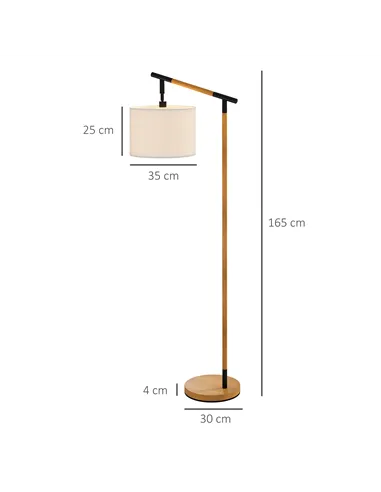 HOMCOM Metal Frame Floor Lamp with 350 Degree Rotating Lampshade, for Living Room and Bedroom, LED Bulb Included, Brown