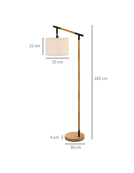 HOMCOM Metal Frame Floor Lamp with 350 Degree Rotating Lampshade, for Living Room and Bedroom, LED Bulb Included, Brown