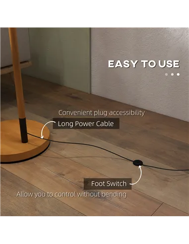 HOMCOM Metal Frame Floor Lamp with 350 Degree Rotating Lampshade, for Living Room and Bedroom, LED Bulb Included, Brown