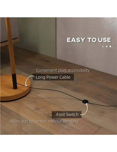 HOMCOM Metal Frame Floor Lamp with 350 Degree Rotating Lampshade, for Living Room and Bedroom, LED Bulb Included, Brown