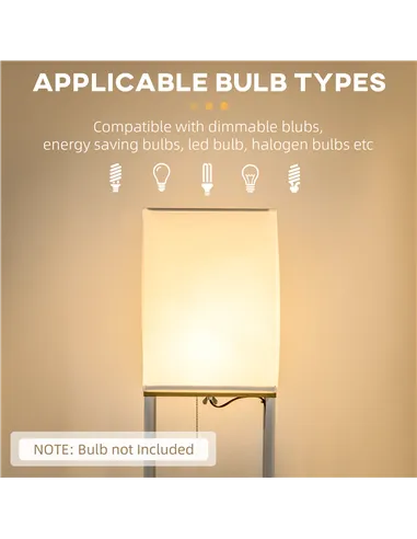 HOMCOM Modern Floor Lamp with Shelves, 3 Layer Shelf Tall Standing Lamp with Fabric Lampshade, Pull Chain Switch for Living Room