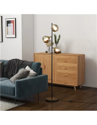 HOMCOM Tree Floor Lamp for Living Room Bedroom with 3 Light, Modern Standing Lamp, (Bulb not Included), 162cm, Grey