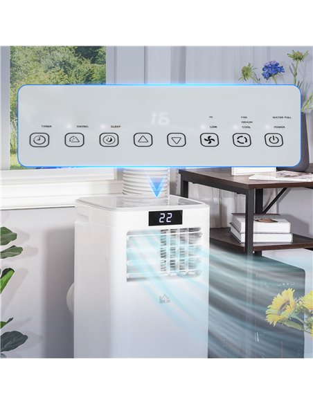 HOMCOM 8000 BTU Air Conditioning Unit, 3-in-1 Portable Air Conditioner, Dehumidifier, Cooling Fan with Remote Control, Digital D