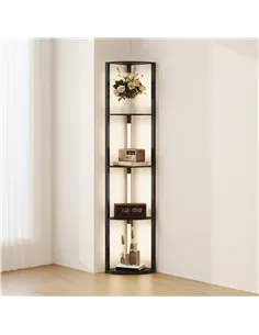 HOMCOM Corner Floor Lamp for Living Room Bedroom with Dimmable Warm White LED Light, Modern Tall Standing Lamp, Black