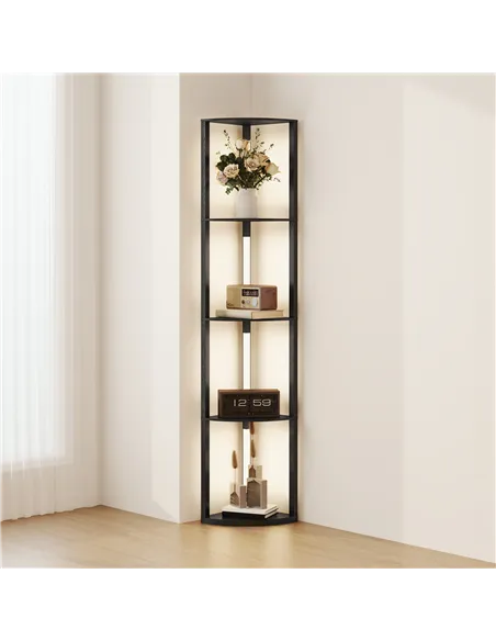 HOMCOM Corner Floor Lamp for Living Room Bedroom with Dimmable Warm White LED Light, Modern Tall Standing Lamp, Black
