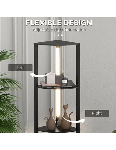 HOMCOM Corner Floor Lamp for Living Room Bedroom with Dimmable Warm White LED Light, Modern Tall Standing Lamp, Black