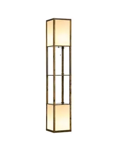 HOMCOM Modern Shelf Floor Lamp with Dual Ambient Light, Standing Lamp Living Room, Bedroom, 156cm, Brown