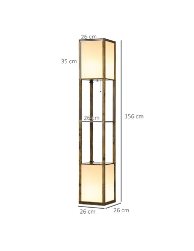 HOMCOM Modern Shelf Floor Lamp with Dual Ambient Light, Standing Lamp Living Room, Bedroom, 156cm, Brown