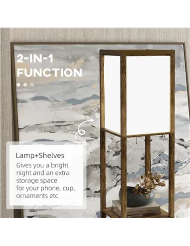HOMCOM Modern Shelf Floor Lamp with Dual Ambient Light, Standing Lamp Living Room, Bedroom, 156cm, Brown