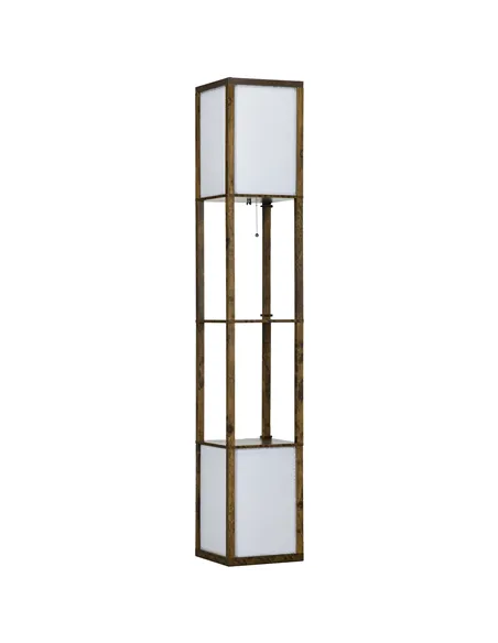 HOMCOM Modern Shelf Floor Lamp with Dual Ambient Light, Standing Lamp Living Room, Bedroom, 156cm, Brown