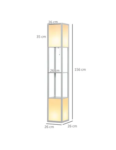 HOMCOM Modern Shelf Floor Lamp with Dual Ambient Light, Standing Lamp Living Room, Bedroom, 156cm, Grey