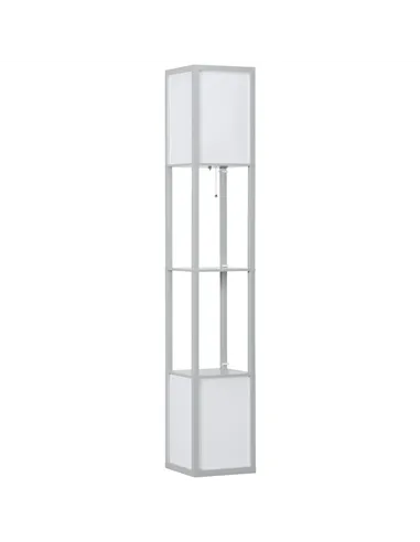 HOMCOM Modern Shelf Floor Lamp with Dual Ambient Light, Standing Lamp Living Room, Bedroom, 156cm, Grey