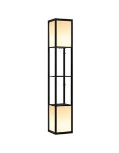 HOMCOM Modern Shelf Floor Lamp with Dual Ambient Light, Standing Lamp Living Room, Bedroom, 156cm, Black