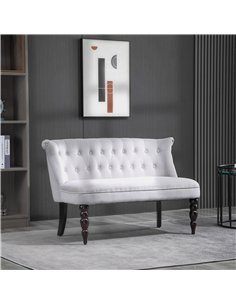 HOMCOM Loveseat with Wood Frame, Compact 2 Seater Sofa, Button Tufted Chaise Lounger with Carved Legs, Vintage Design for Bedroo 2