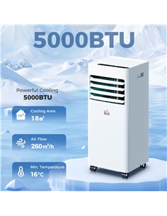 HOMCOM Portable Air Conditioner 5000 BTU, 4-in-1 Cooling, Dehumidifier, Fan, Sleep Mode, Air Conditioning Unit with Digital Disp 2