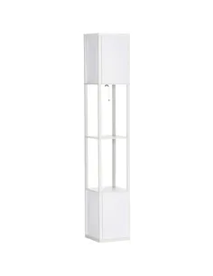 HOMCOM 156cm Floor Lamp Shelving Unit - White