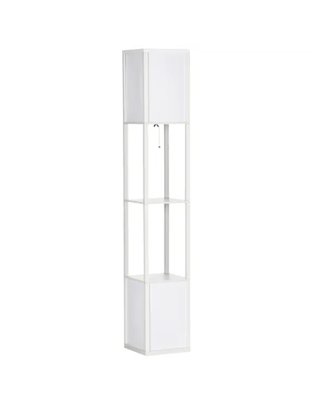 HOMCOM 156cm Floor Lamp Shelving Unit - White