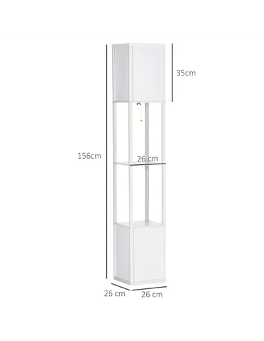 HOMCOM 156cm Floor Lamp Shelving Unit - White