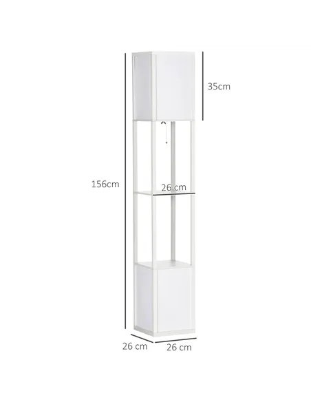 HOMCOM 156cm Floor Lamp Shelving Unit - White
