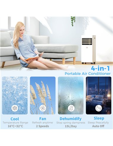 HOMCOM Portable Air Conditioner 5000 BTU, 4-in-1 Cooling, Dehumidifier, Fan, Sleep Mode, Air Conditioning Unit with Digital Disp