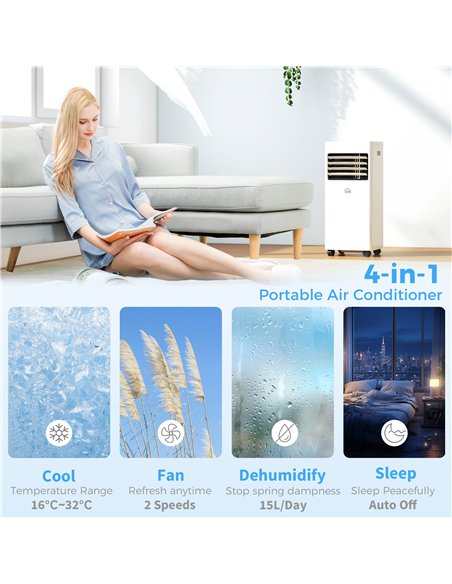 HOMCOM Portable Air Conditioner 5000 BTU, 4-in-1 Cooling, Dehumidifier, Fan, Sleep Mode, Air Conditioning Unit with Digital Disp