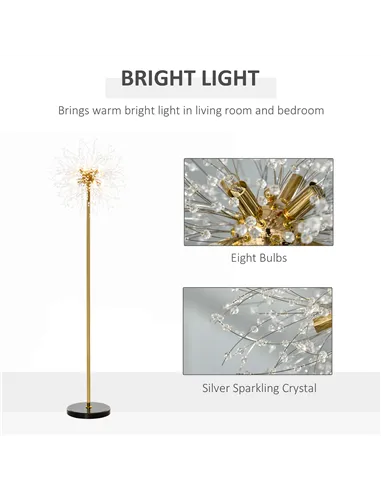 HOMCOM 160cm Dandelion-Crystallite Floor Lamp, with Foot Switch