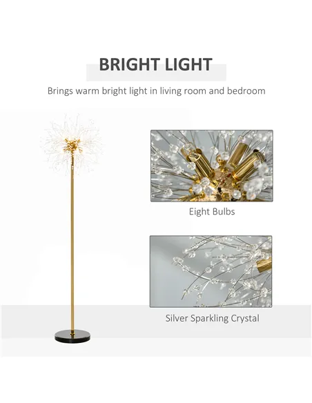 HOMCOM 160cm Dandelion-Crystallite Floor Lamp, with Foot Switch