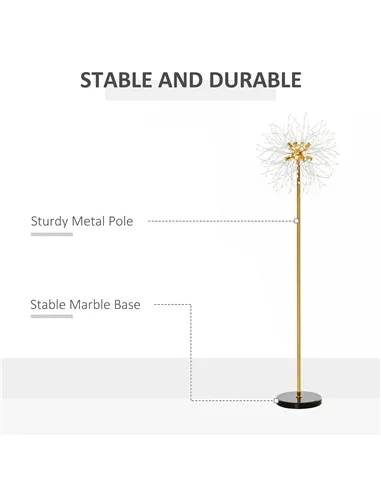 HOMCOM 160cm Dandelion-Crystallite Floor Lamp, with Foot Switch