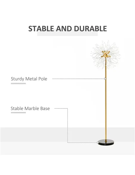 HOMCOM 160cm Dandelion-Crystallite Floor Lamp, with Foot Switch