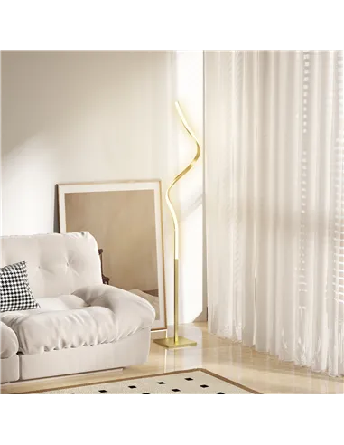 HOMCOM LED Floor Lamp with 3 Adjustable Brightness, Modern Dimmable Standing Lamp with Foot Switch for Bedroom, Living Room, Gol