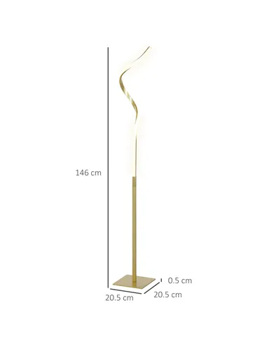 HOMCOM LED Floor Lamp with 3 Adjustable Brightness, Modern Dimmable Standing Lamp with Foot Switch for Bedroom, Living Room, Gol